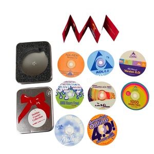 AOL Holiday Coaster Collection Rare Media Networks in Tin Case with 8 Coasters